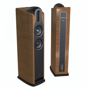 JMR diffusori da pavimento Auralis, vista fronte e verso