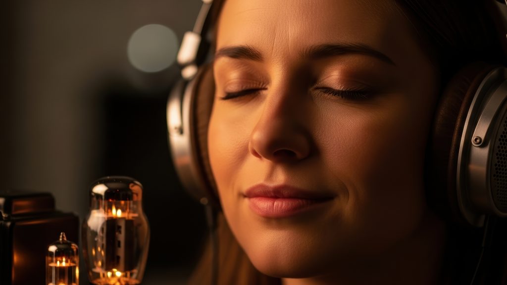 Ascolto di un impianto hi-fi di qualità in un ambiente domestico